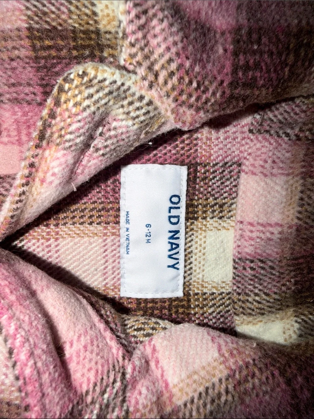 Old Navy Pink Plaid Girls' Button-Front Jacket 6-12 Months